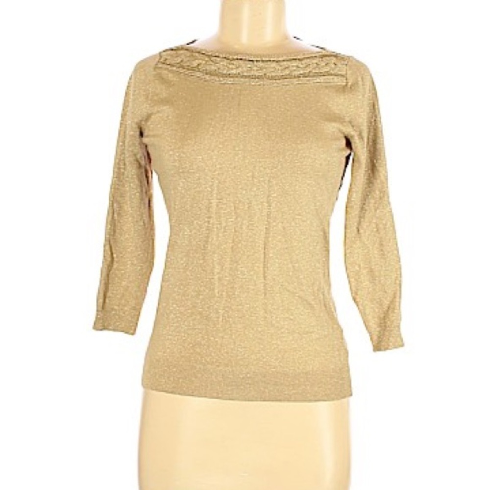Worthington Pullover Sweater: Gold Tops - Size M - Picture 3 of 4
